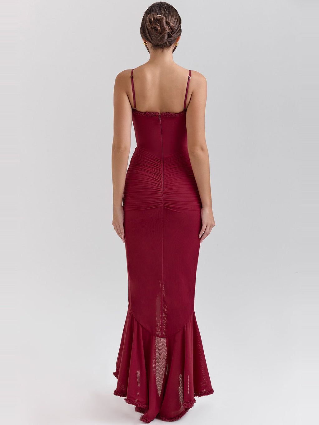 Gabbi Ruffle Front Trained Maxi Gown — Svelte Chic