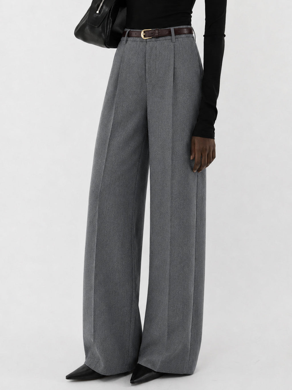 Pleated Belted Wide Leg Tailored Pants — Svelte Chic