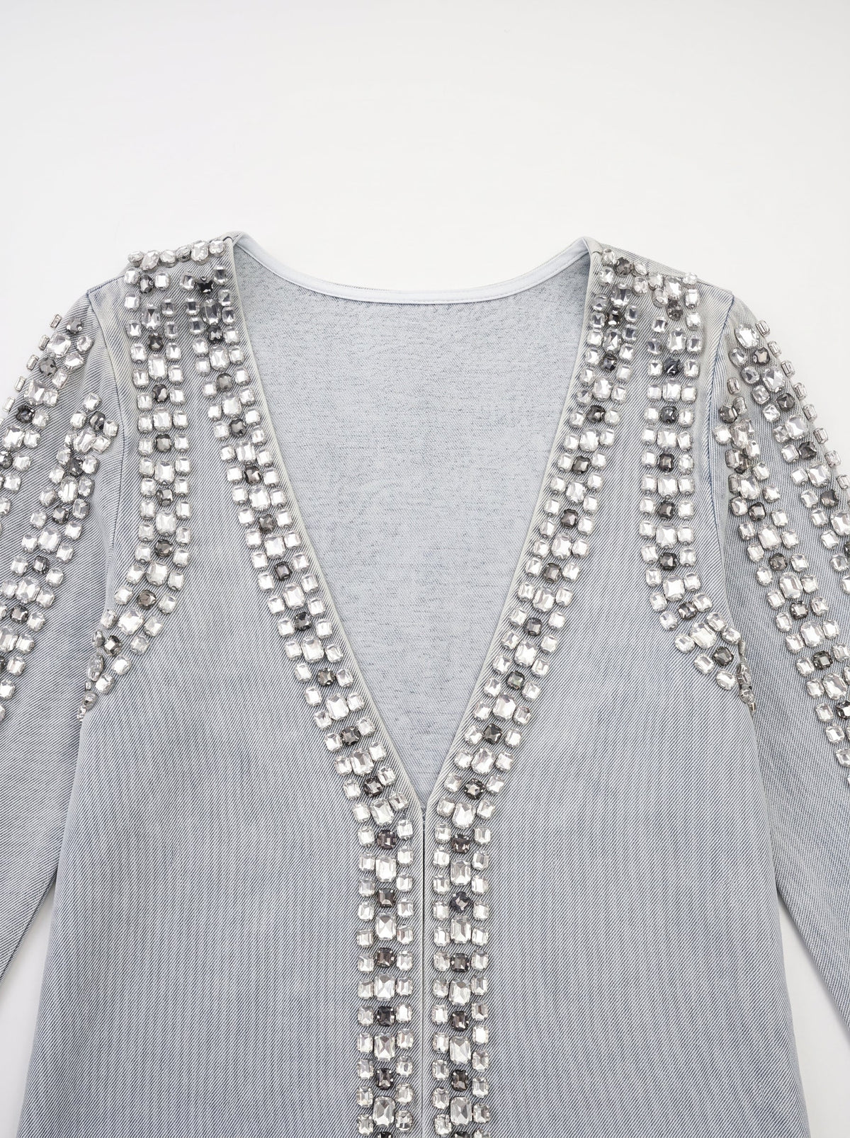 Daphne Crystal Sleeveless Denim Mini Dress — Svelte Chic