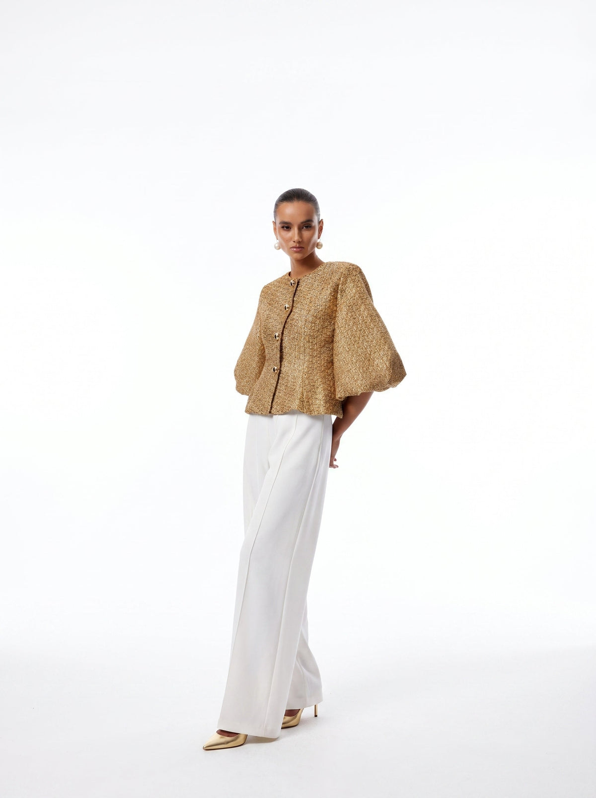 Clothilde Sequin Tweed Peplum Jacket — Svelte Chic