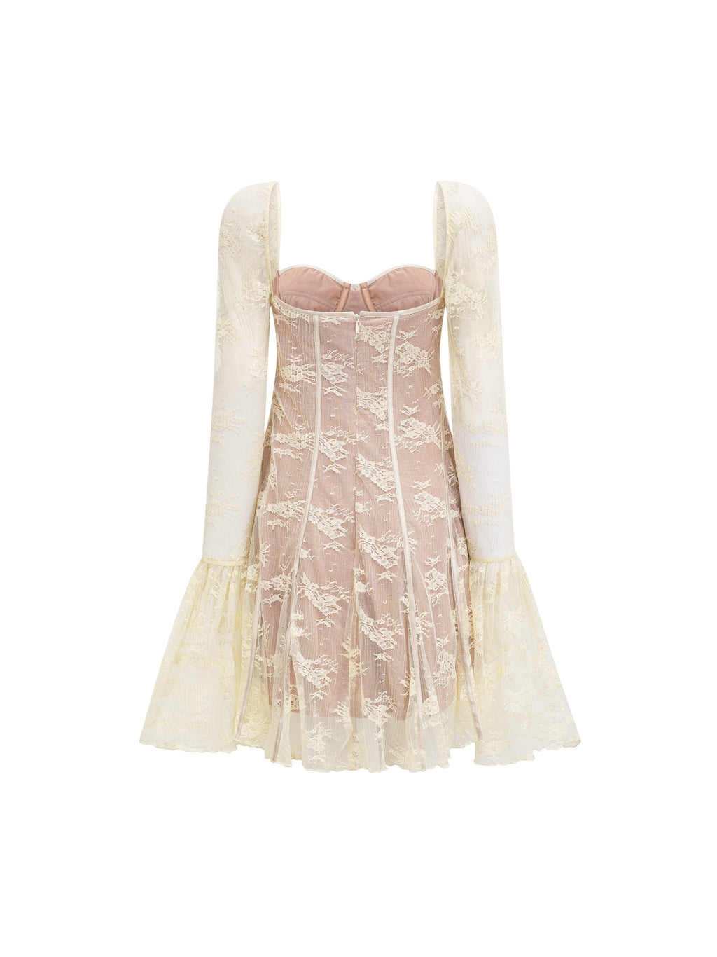 Cyrielle Lace Long Sleeve Square Neck Mini Dress — Svelte Chic