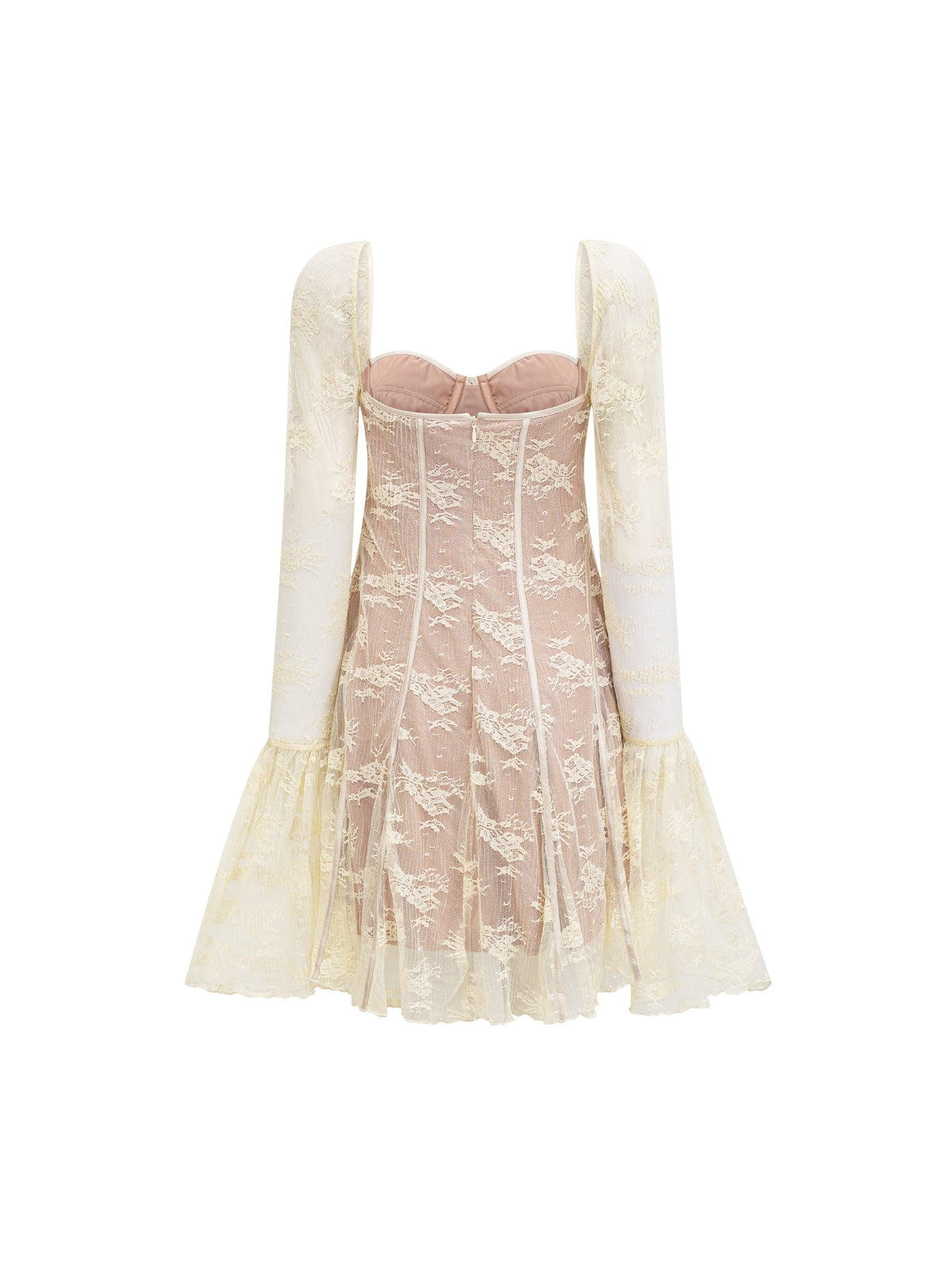 Cyrielle Lace Long Sleeve Square Neck Mini Dress — Svelte Chic
