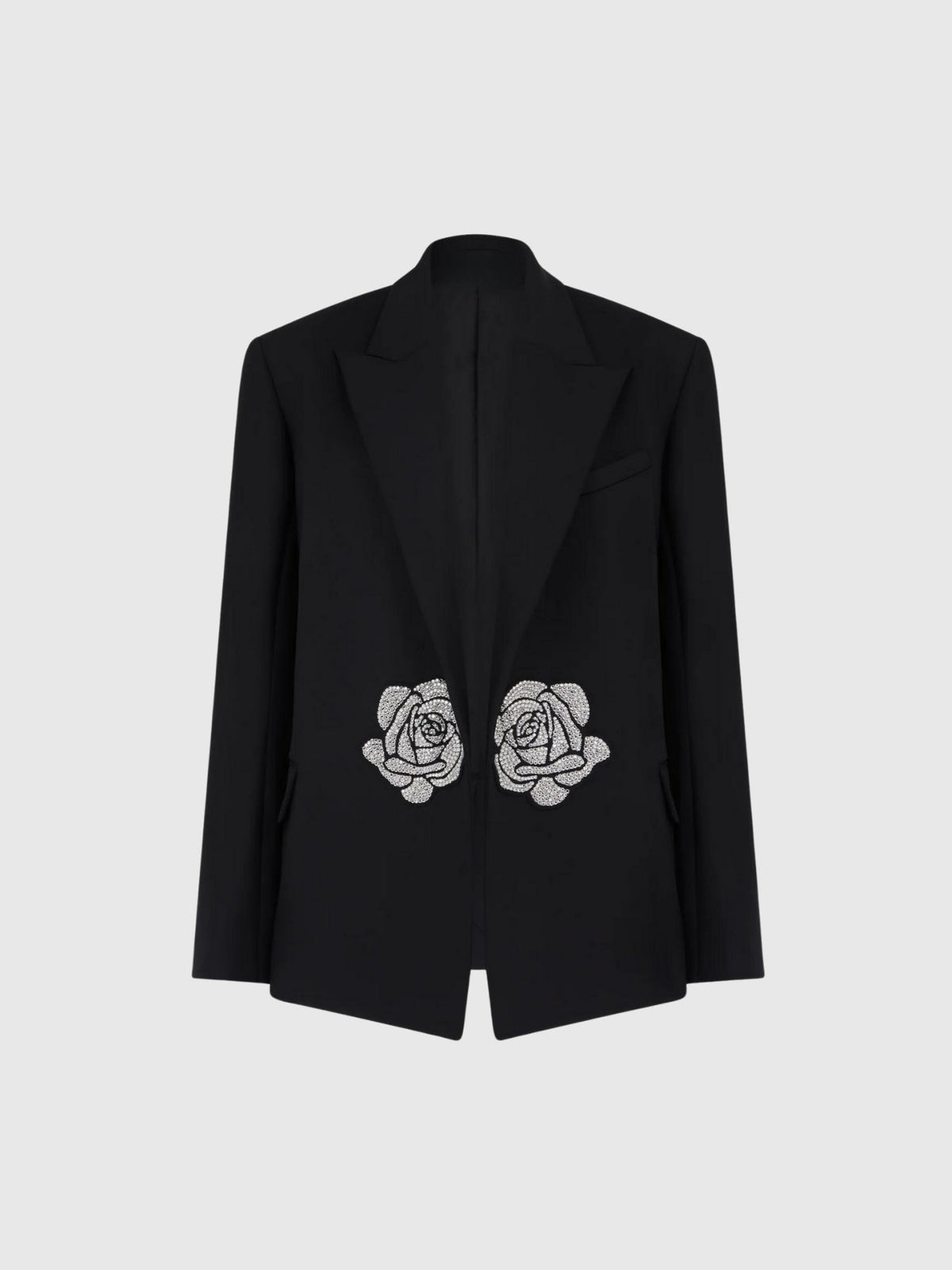 Jiya Crystal-Embellished Belted Oversized Blazer - Black — Svelte Chic