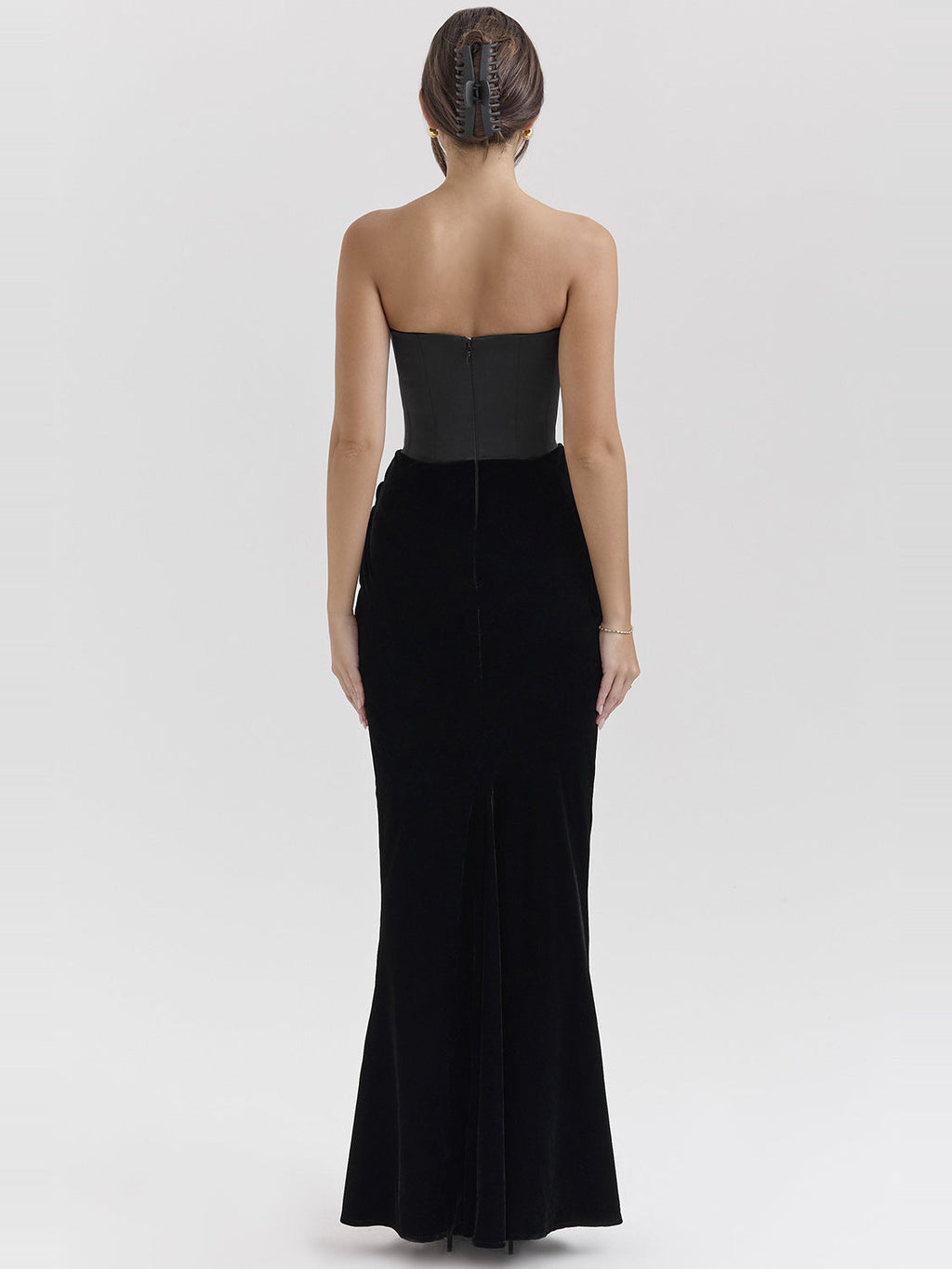 Persephone Velvet Strapless Corset Maxi Dress — Svelte Chic