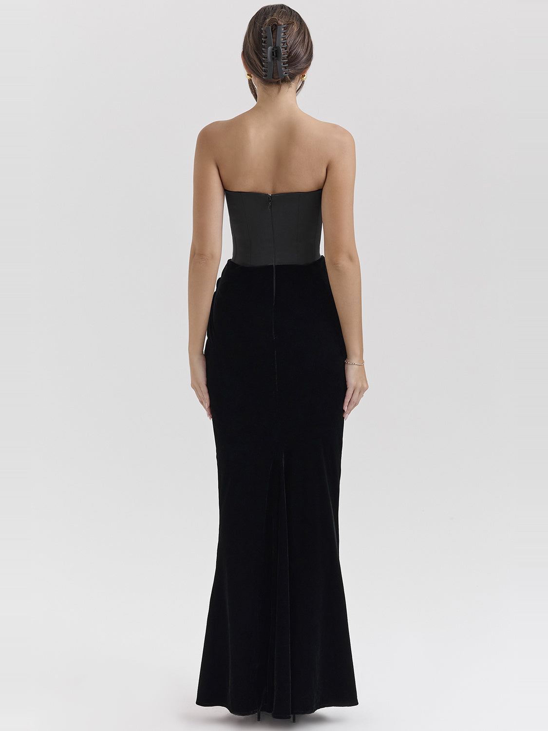 Persephone Velvet Strapless Corset Maxi Dress — Svelte Chic