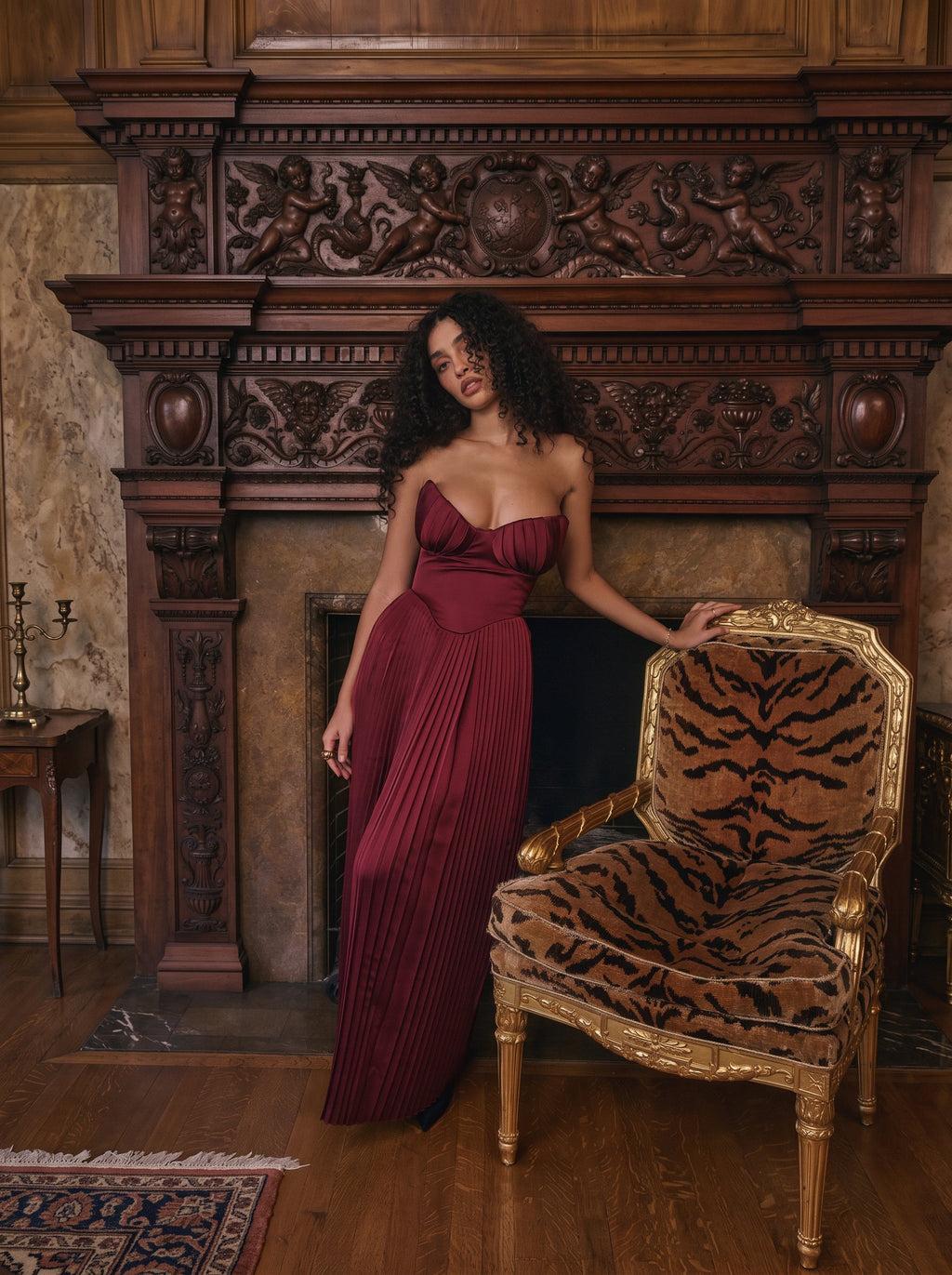 Marcella Pleated Satin Corset Maxi Dress — Svelte Chic