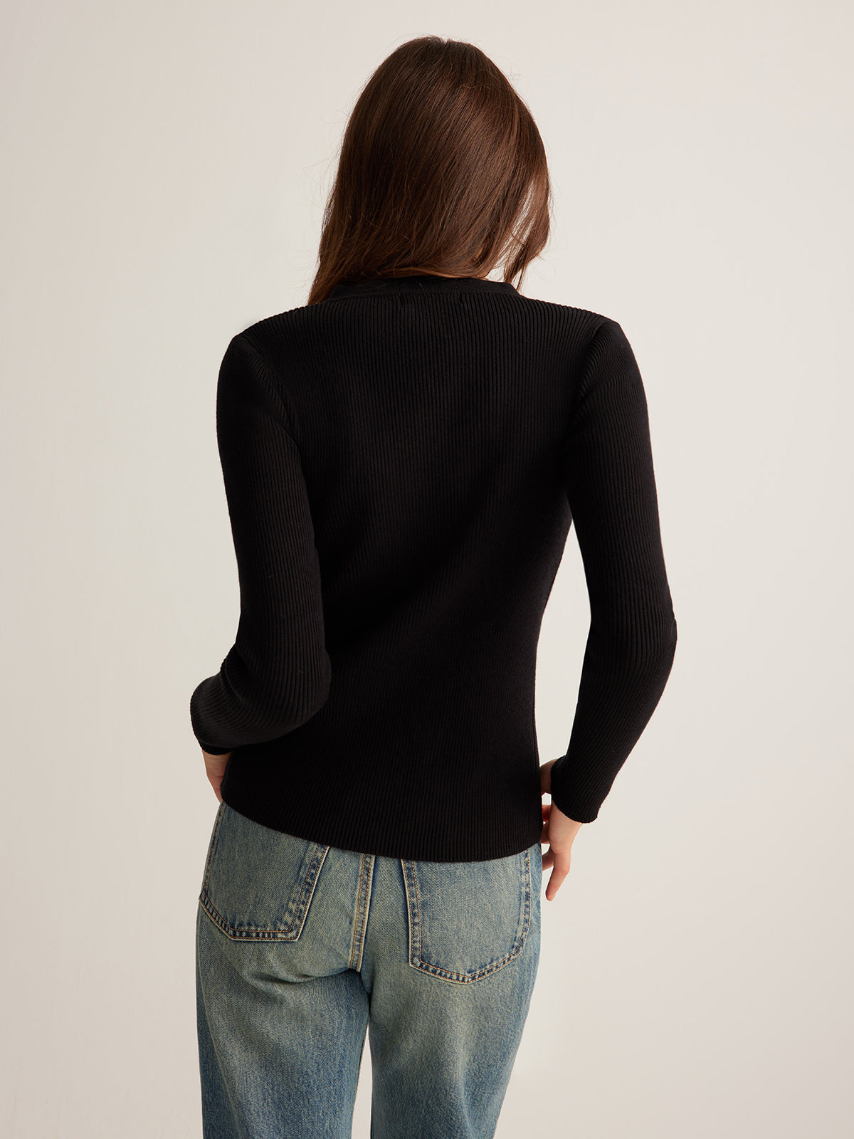 Button Down Ribbed Slim Knit Top — Svelte Chic