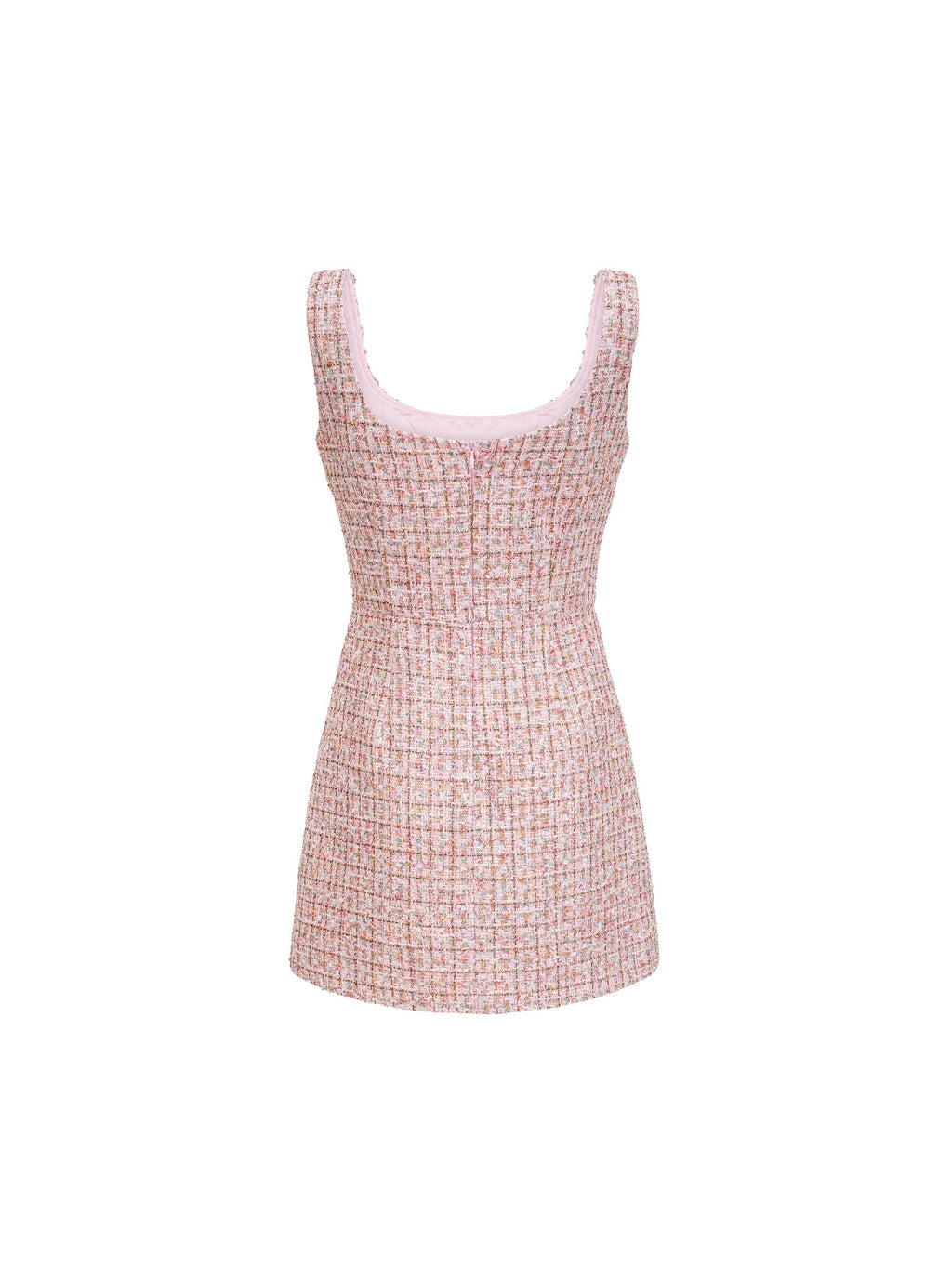 Aoife Crystal Tweed Square Neck Mini Dress — Svelte Chic