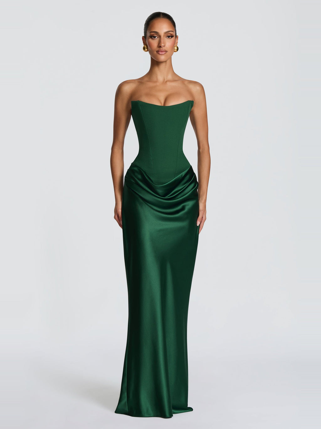 Maggie Strapless Corset Draped Maxi Dress — Svelte Chic