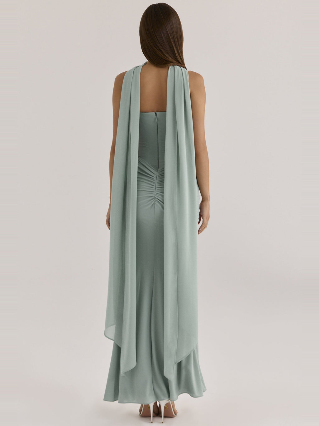 Portia Caped Strapless Crepe Maxi Dress — Svelte Chic