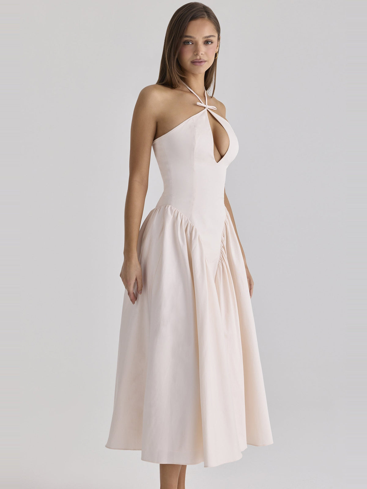 Lilli Halter Keyhole Cotton Midi Dress — Svelte Chic
