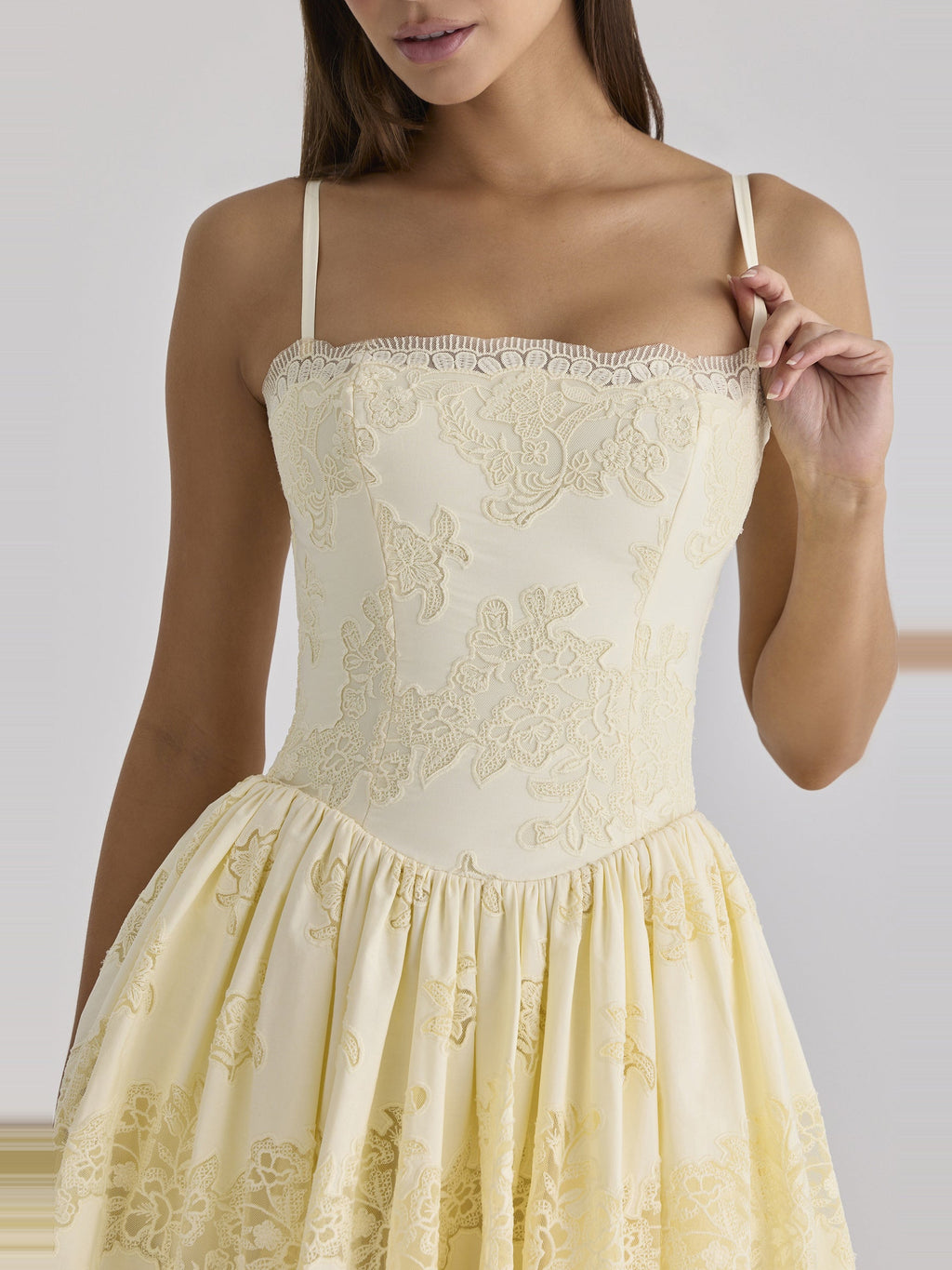 Chloe Broderie Lace Square Neck Mini Dress — Svelte Chic