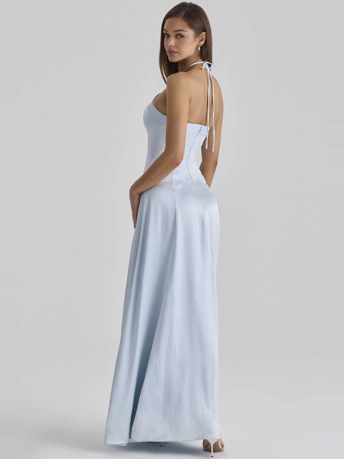 Avelina Halter Satin Maxi Dress — Svelte Chic