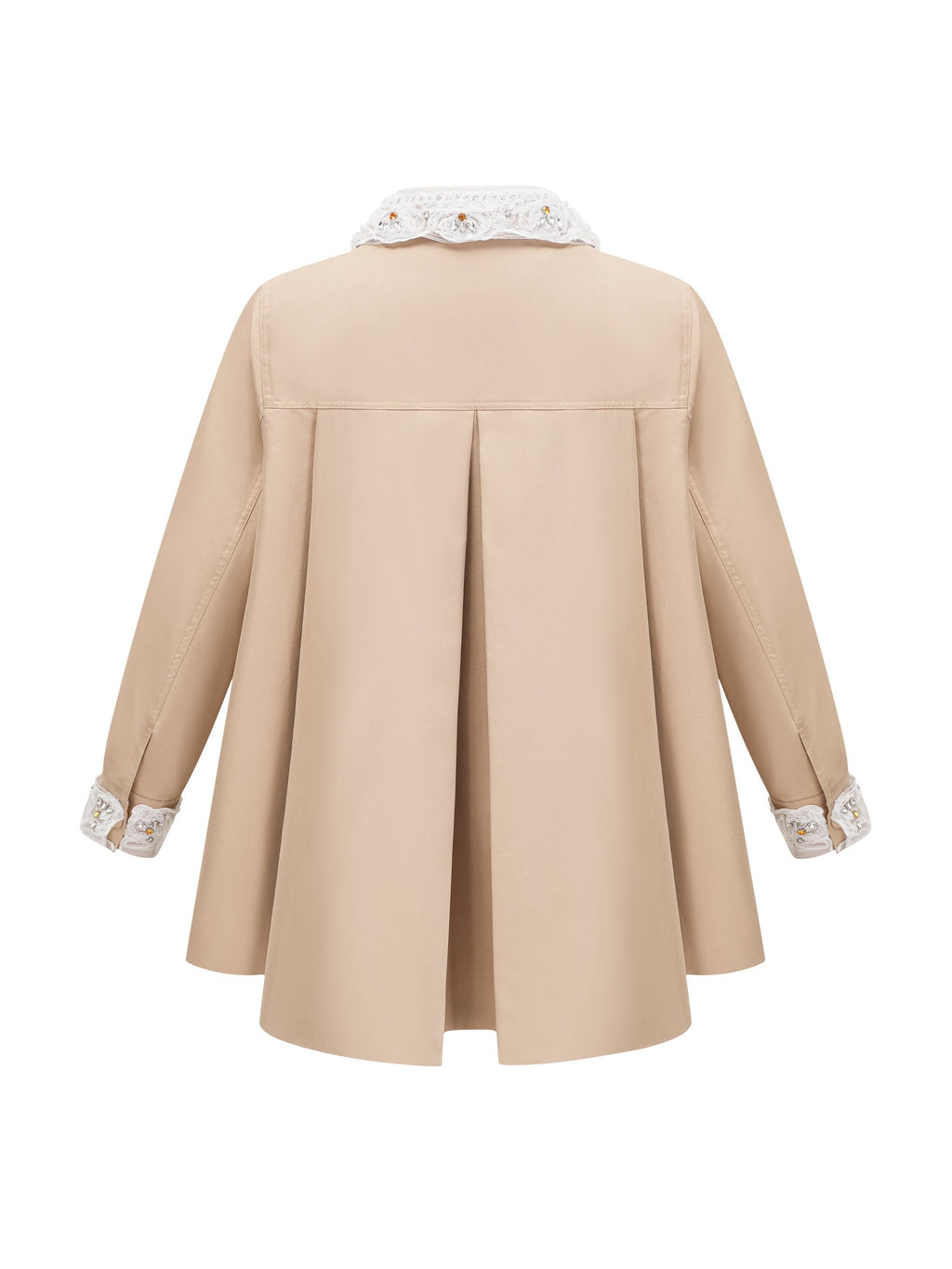 Marta Crystal Lace Trim Trench Coat — Svelte Chic