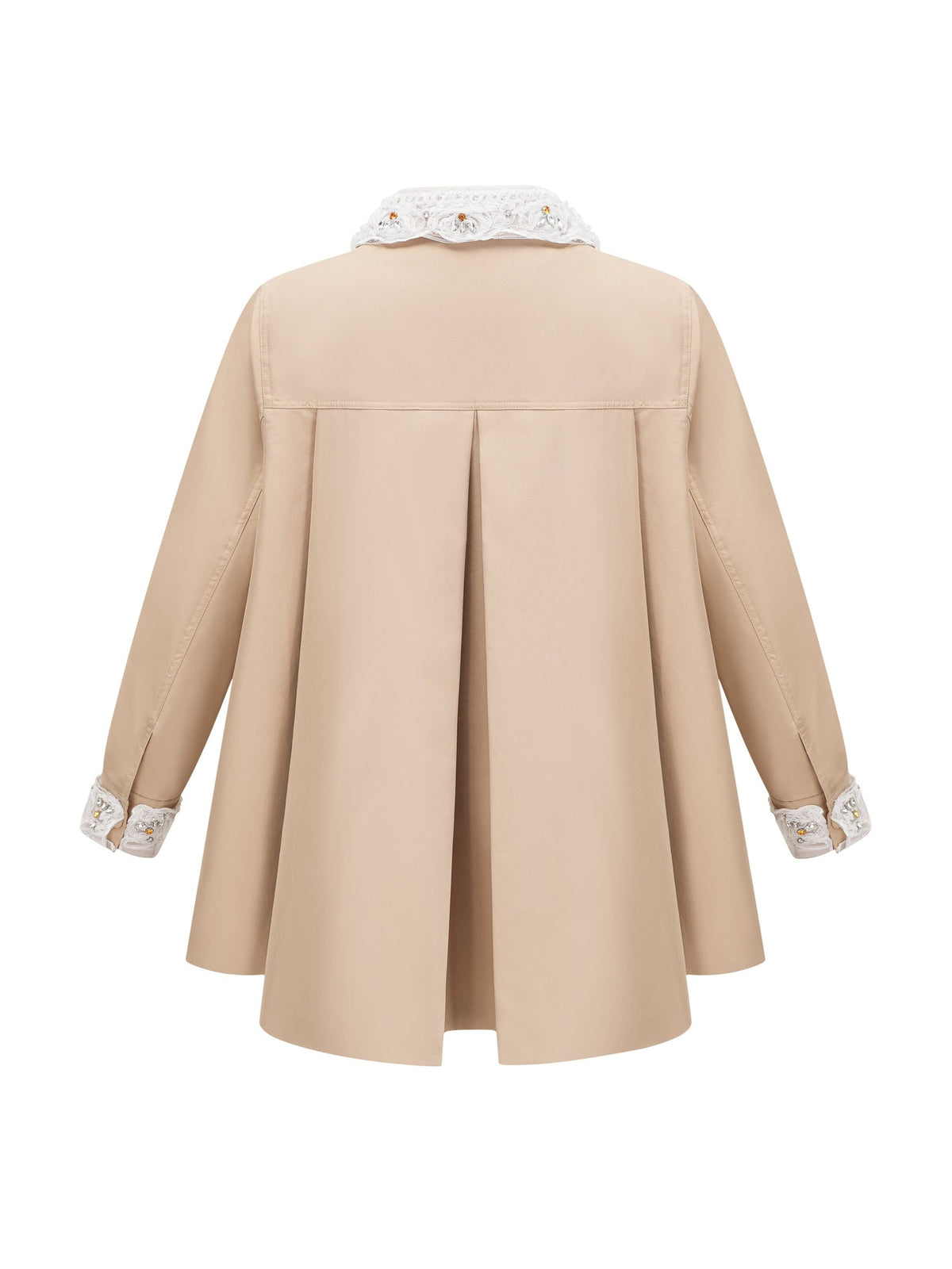 Marta Crystal Lace Trim Trench Coat — Svelte Chic