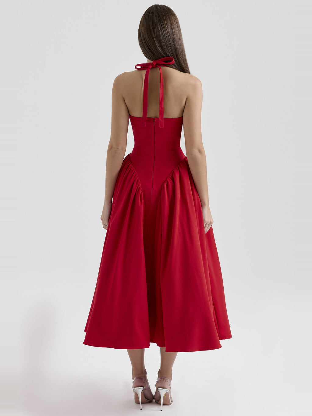 Marilyn Halter Tie Neck Midi Dress — Svelte Chic