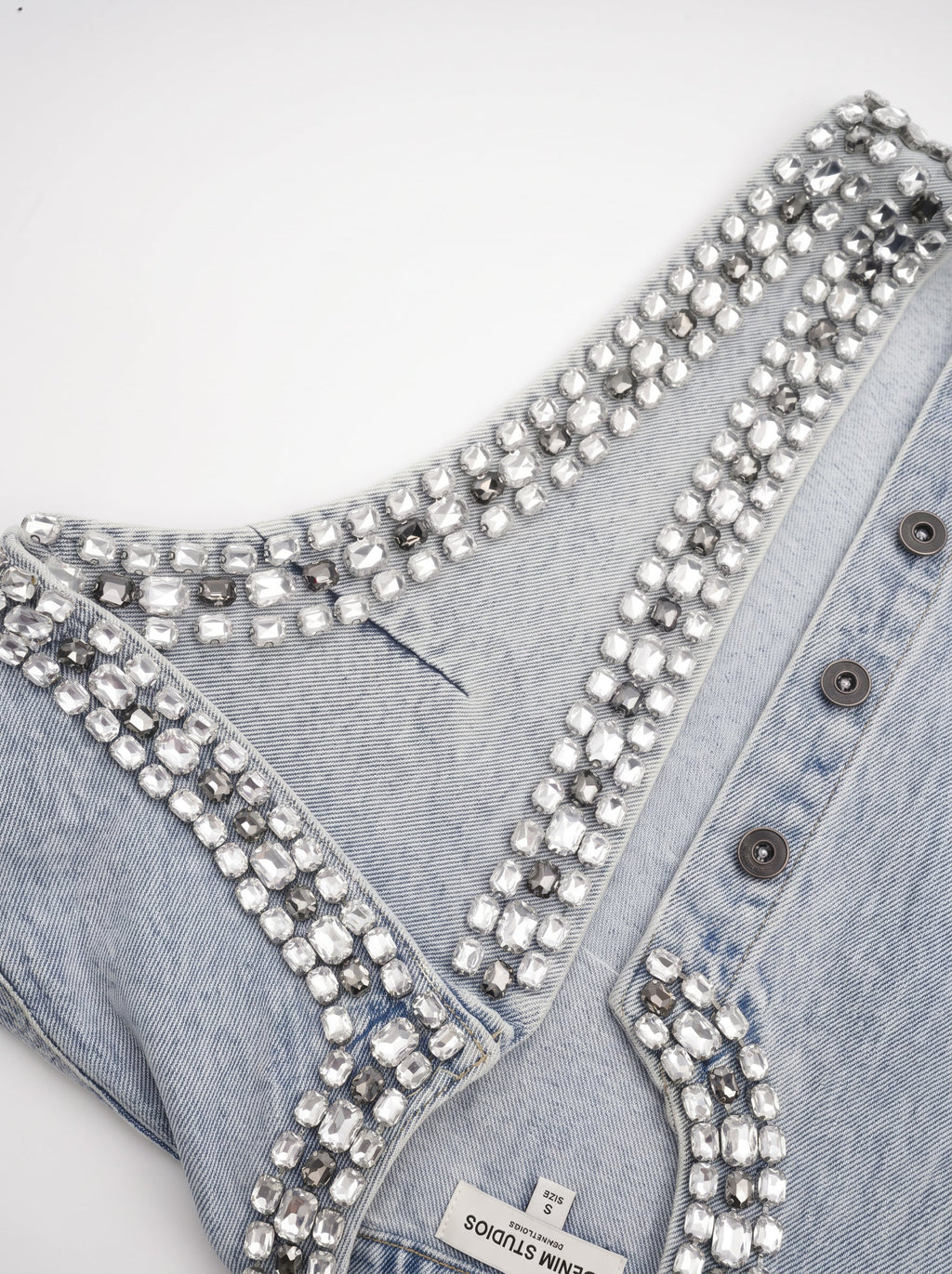 Daphne Crystal Sleeveless Denim Mini Dress — Svelte Chic