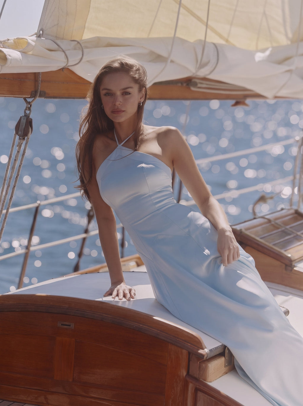 Avelina Halter Satin Maxi Dress — Svelte Chic