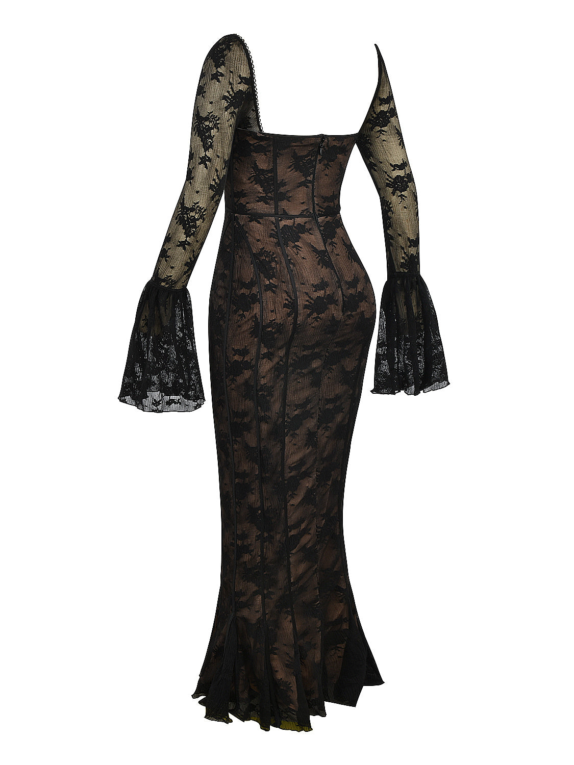 Delilah Long Sleeve Lace Sweetheart Maxi Dress — Svelte Chic