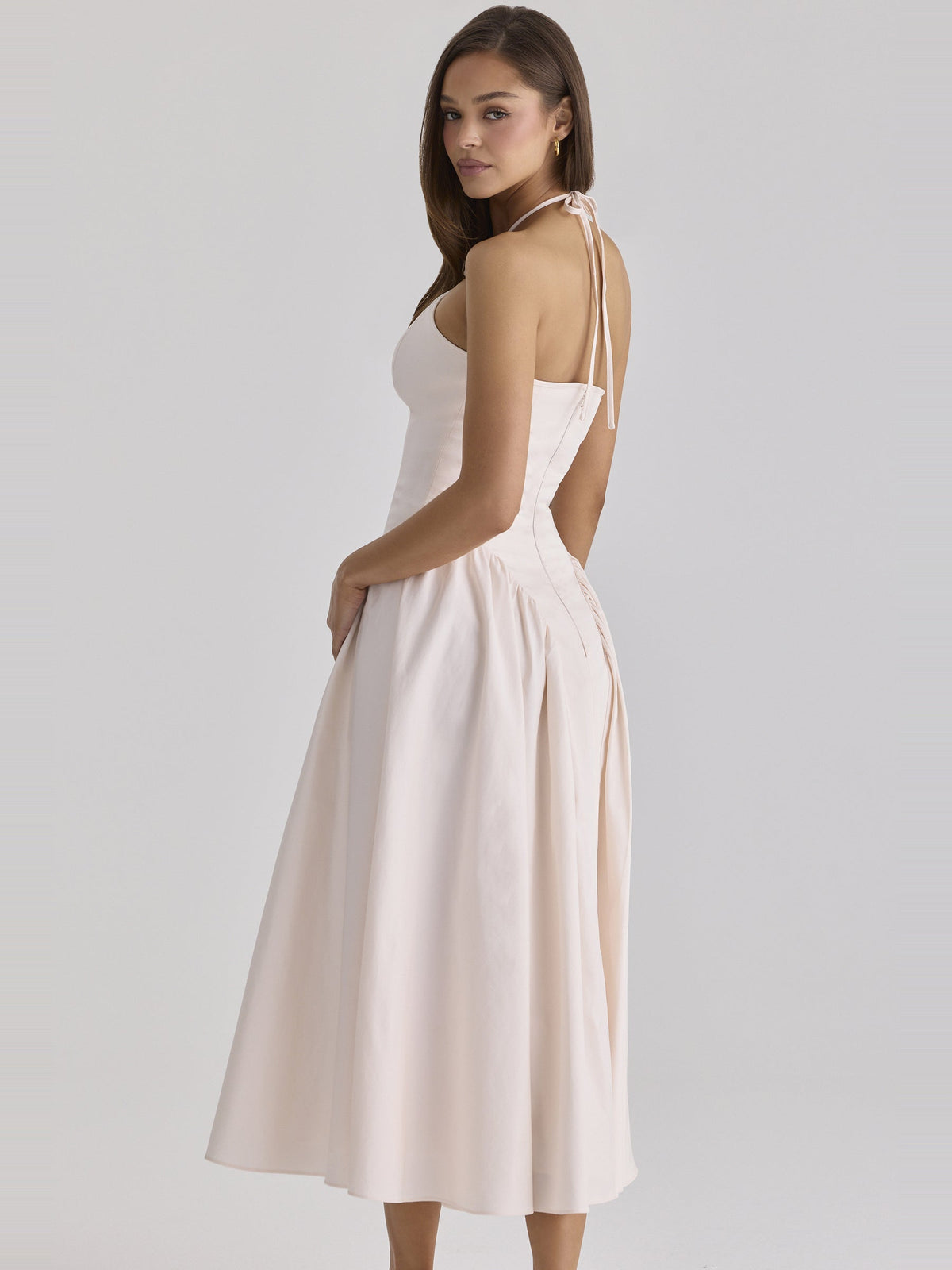 Lilli Halter Keyhole Cotton Midi Dress — Svelte Chic