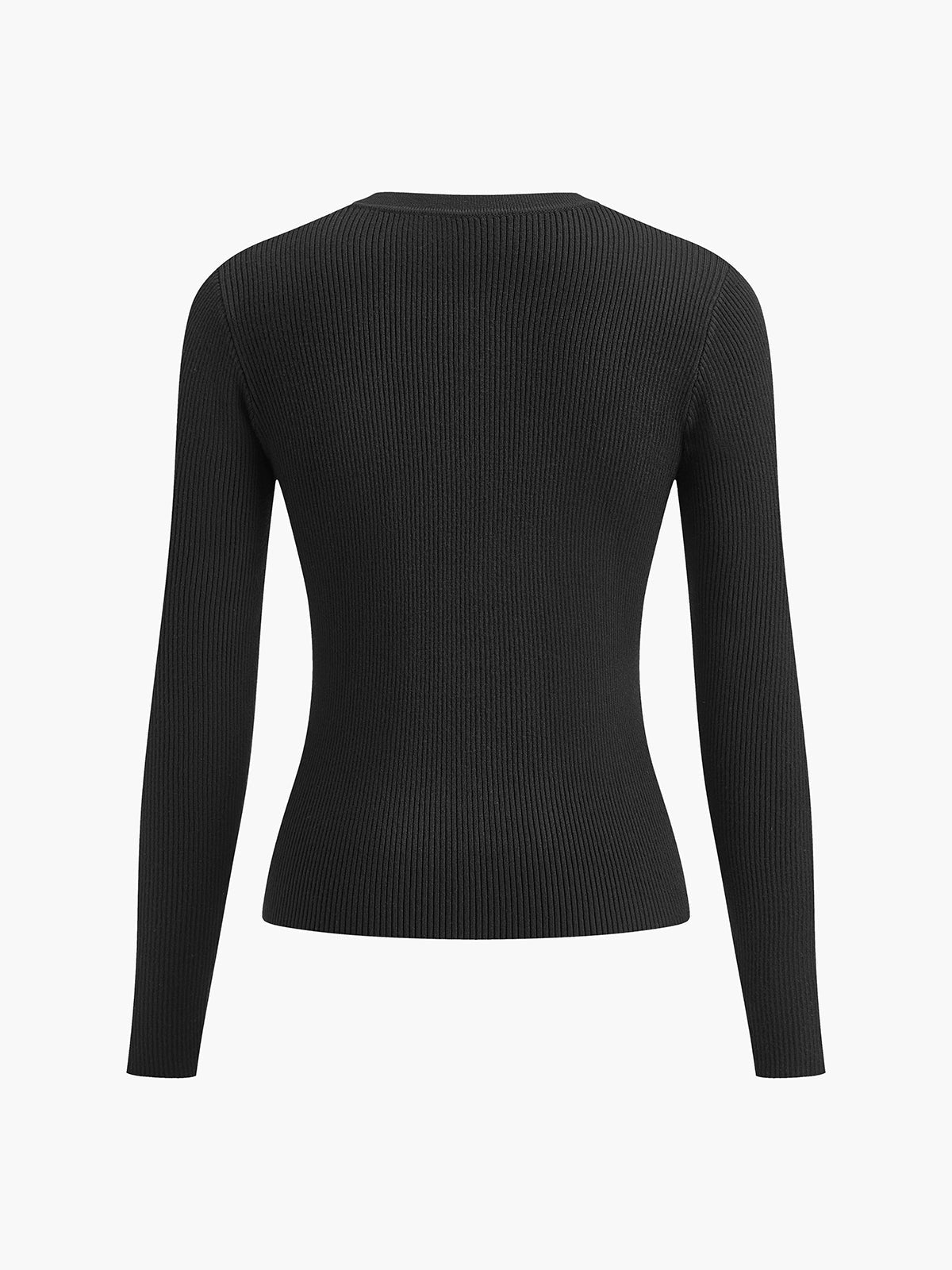 Button Down Ribbed Slim Knit Top — Svelte Chic