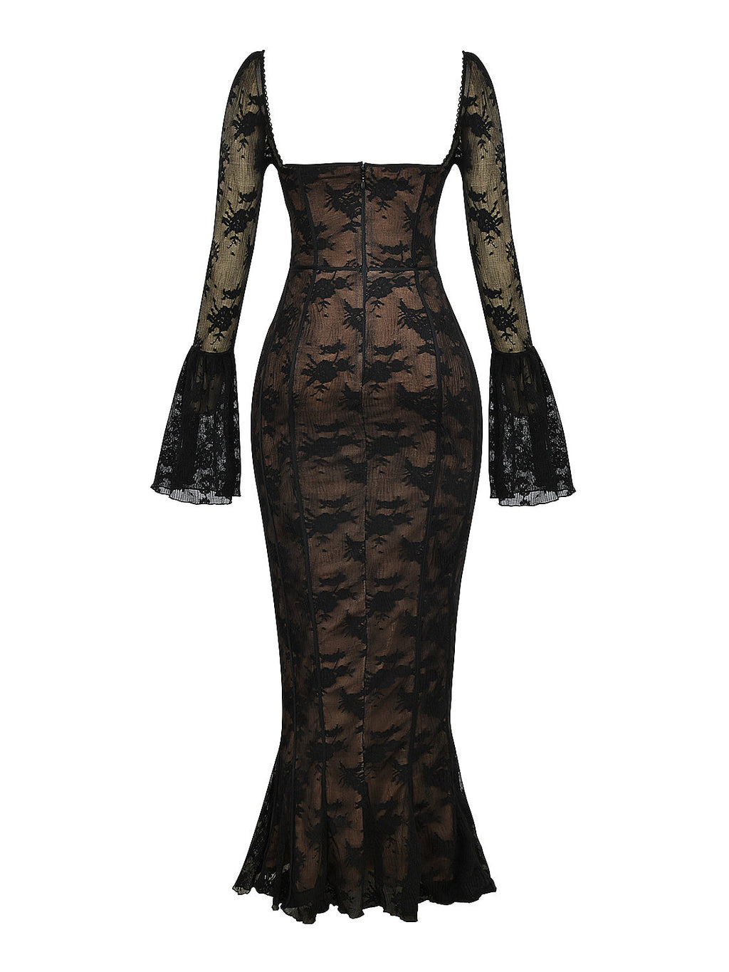 Delilah Long Sleeve Lace Sweetheart Maxi Dress — Svelte Chic