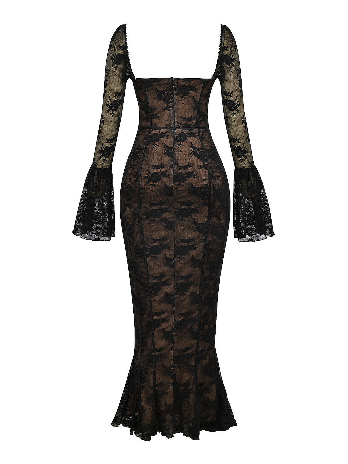 Delilah Long Sleeve Lace Sweetheart Maxi Dress — Svelte Chic
