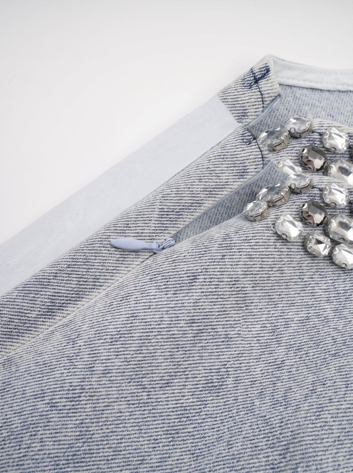 Daphne Crystal Sleeveless Denim Mini Dress — Svelte Chic
