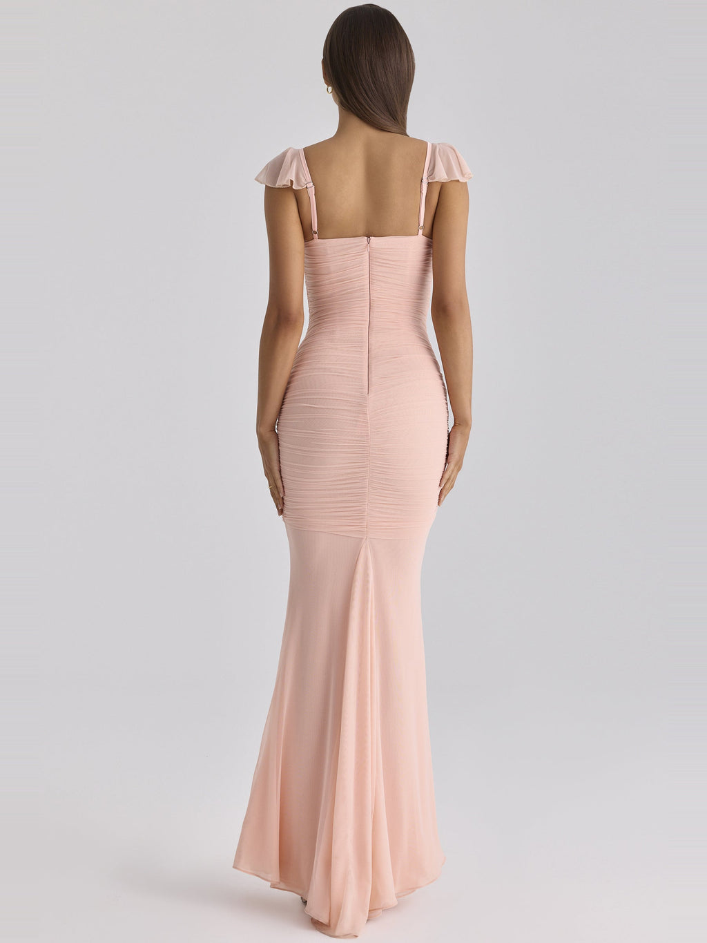 Antonella Draped Mesh Strappy Maxi Dress — Svelte Chic