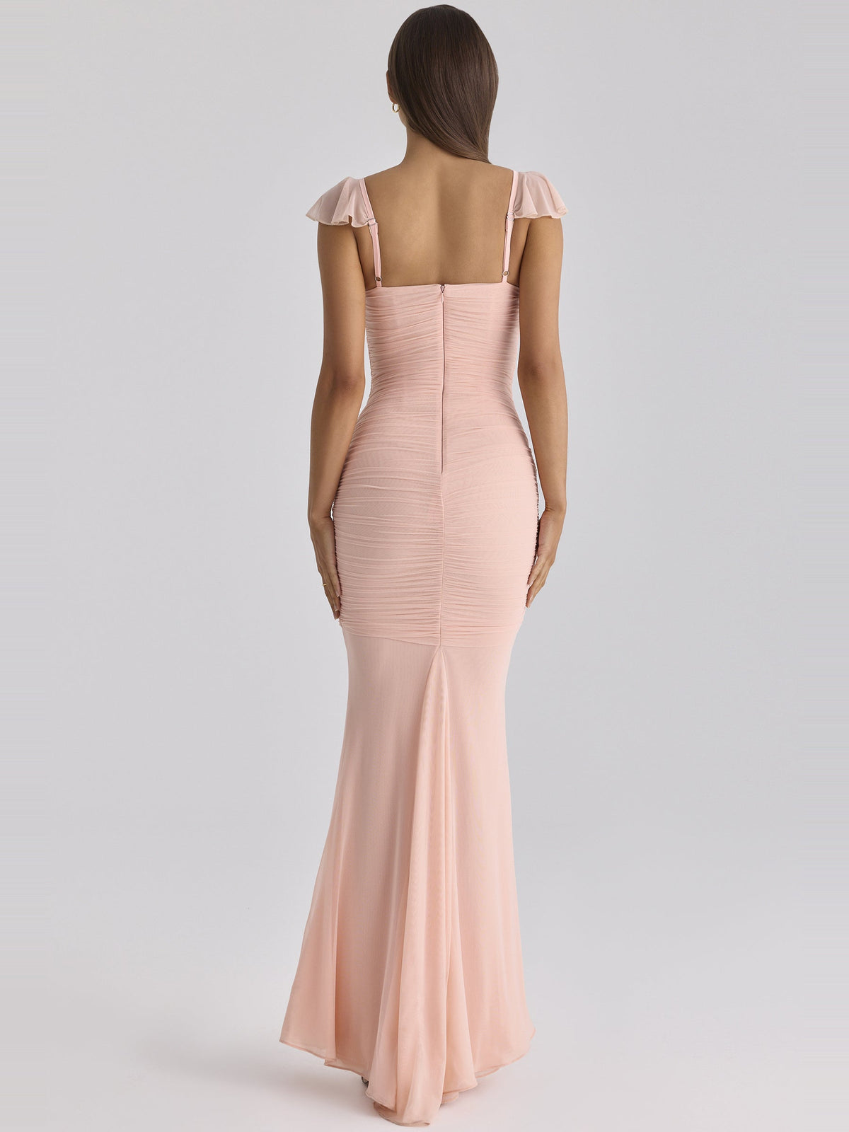 Antonella Draped Mesh Strappy Maxi Dress — Svelte Chic