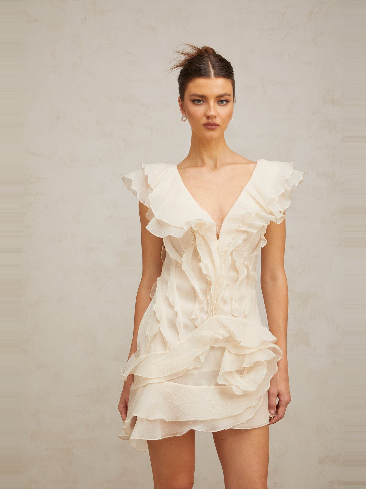 Helene Floral Layered Ruffle Mini Dress — Svelte Chic