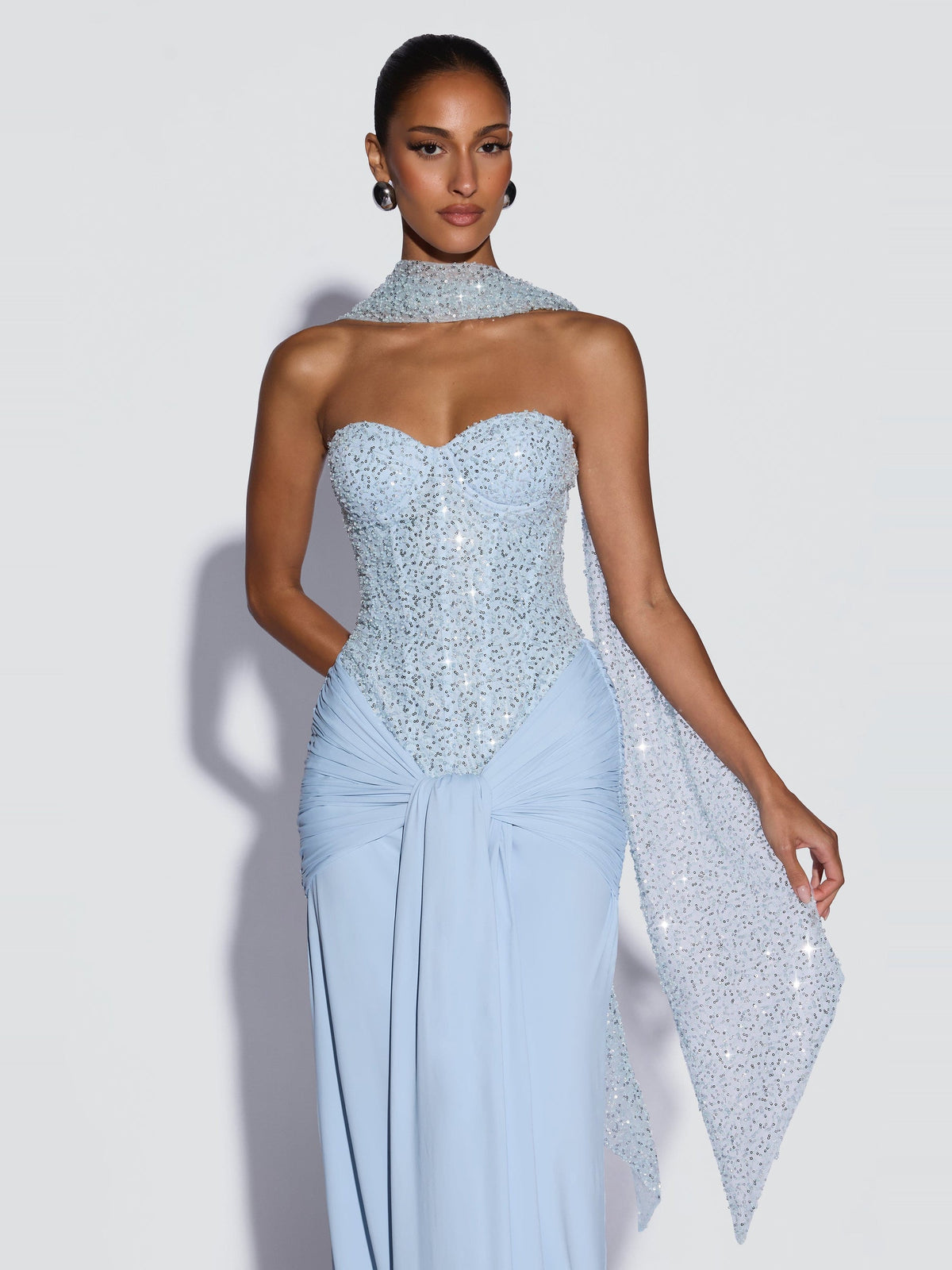 Carina Strapless Crystal Corset Maxi Dress — Svelte Chic