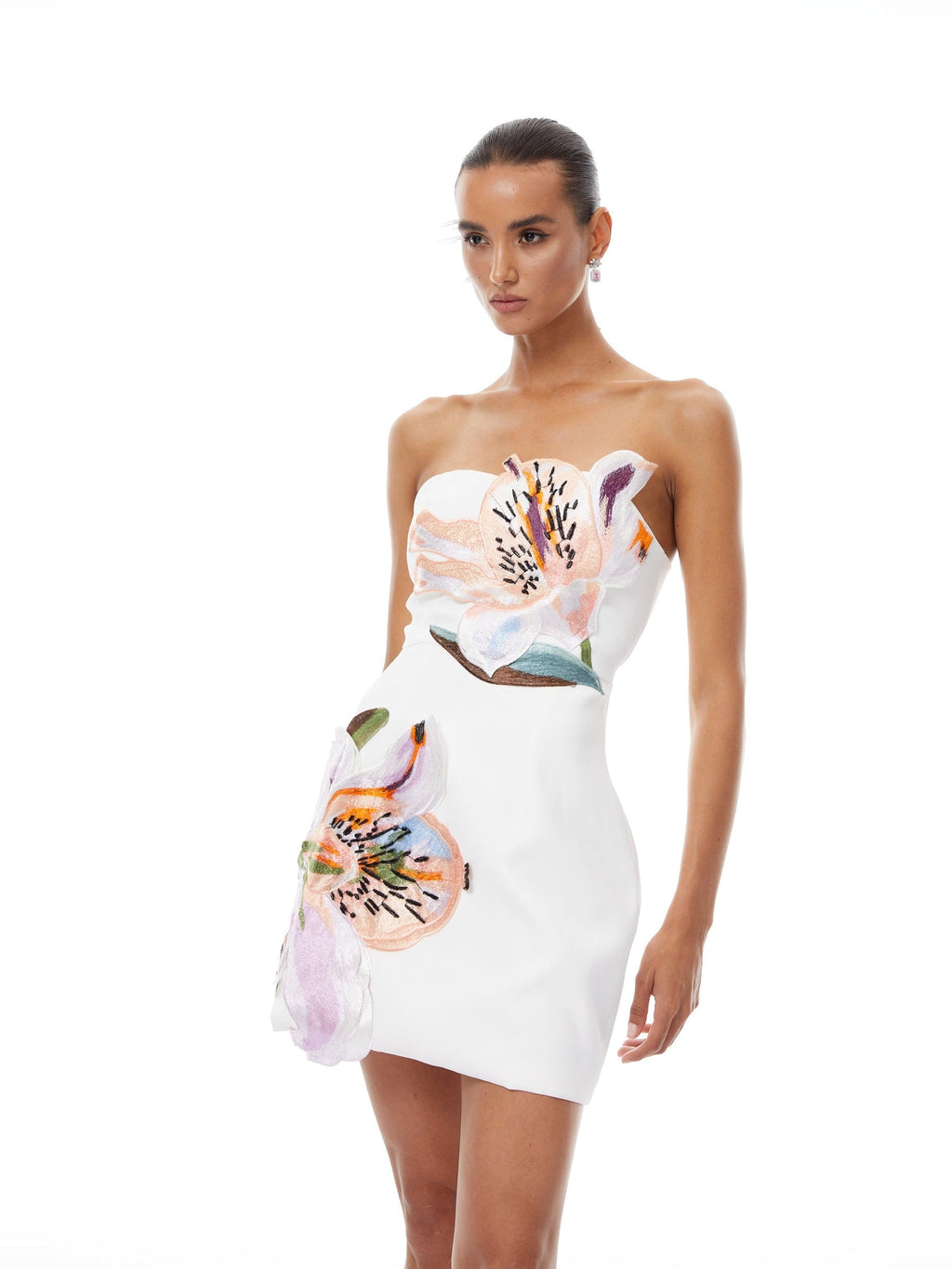 Automne Off Shoulder Floral Embroidered Mini Dress — Svelte Chic