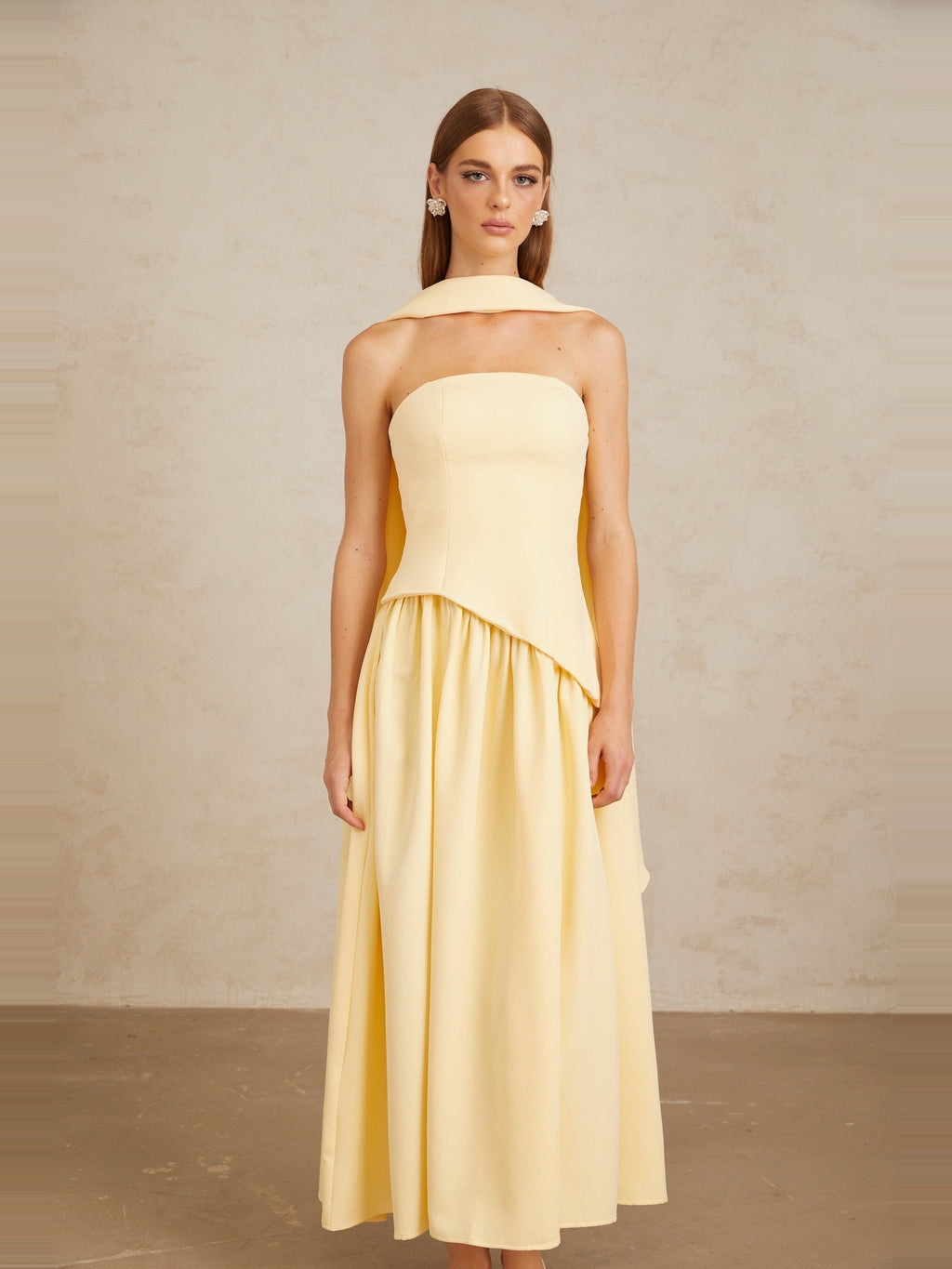 Sidonie Off-Shoulder Panelled Maxi Gown - Yellow — Svelte Chic