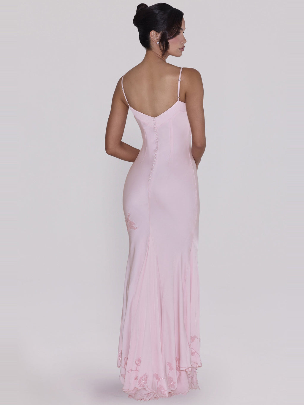 Anastelle Hand Beaded Satin Maxi Dress — Svelte Chic