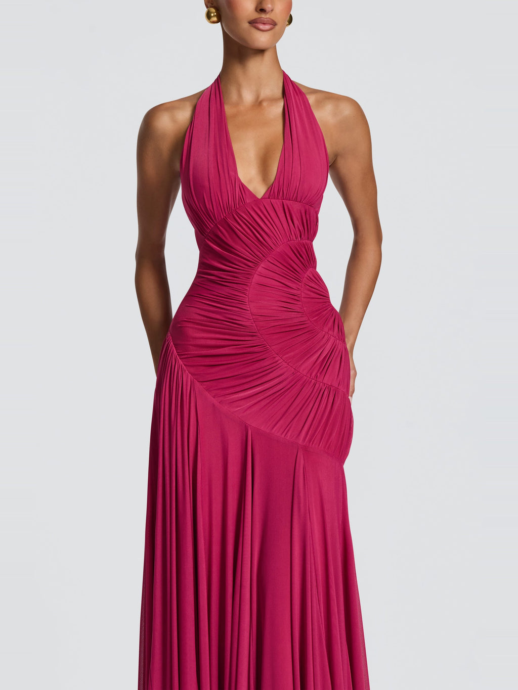 Cova Halter Plunge Jersey Maxi Dress — Svelte Chic
