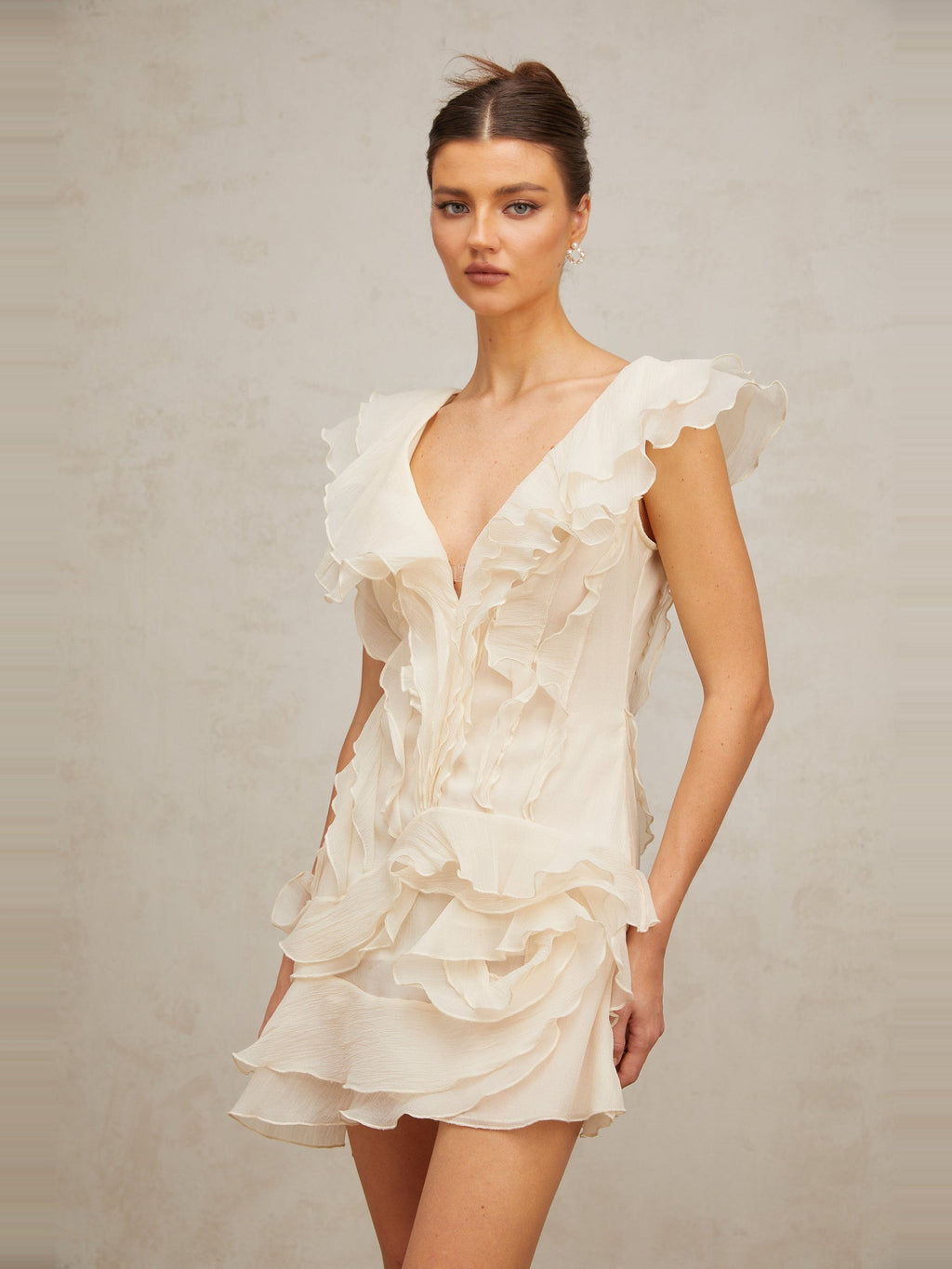 Helene Floral Layered Ruffle Mini Dress — Svelte Chic