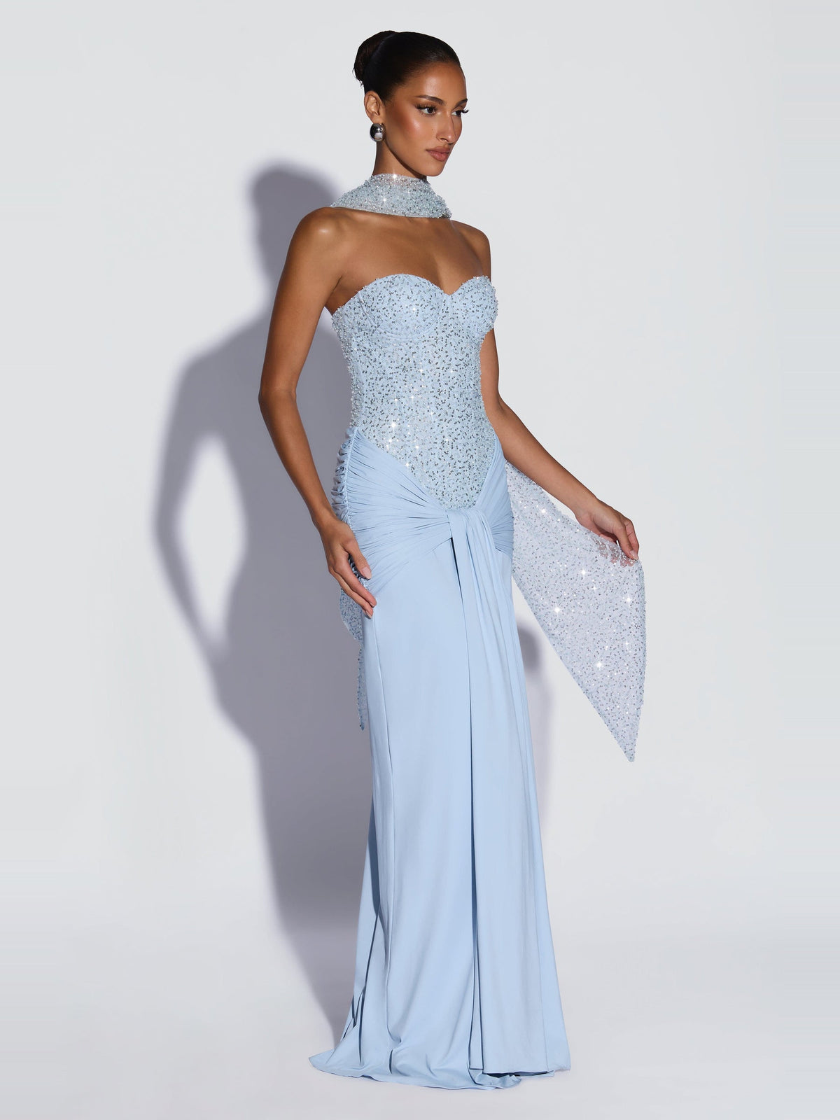 Carina Strapless Crystal Corset Maxi Dress — Svelte Chic