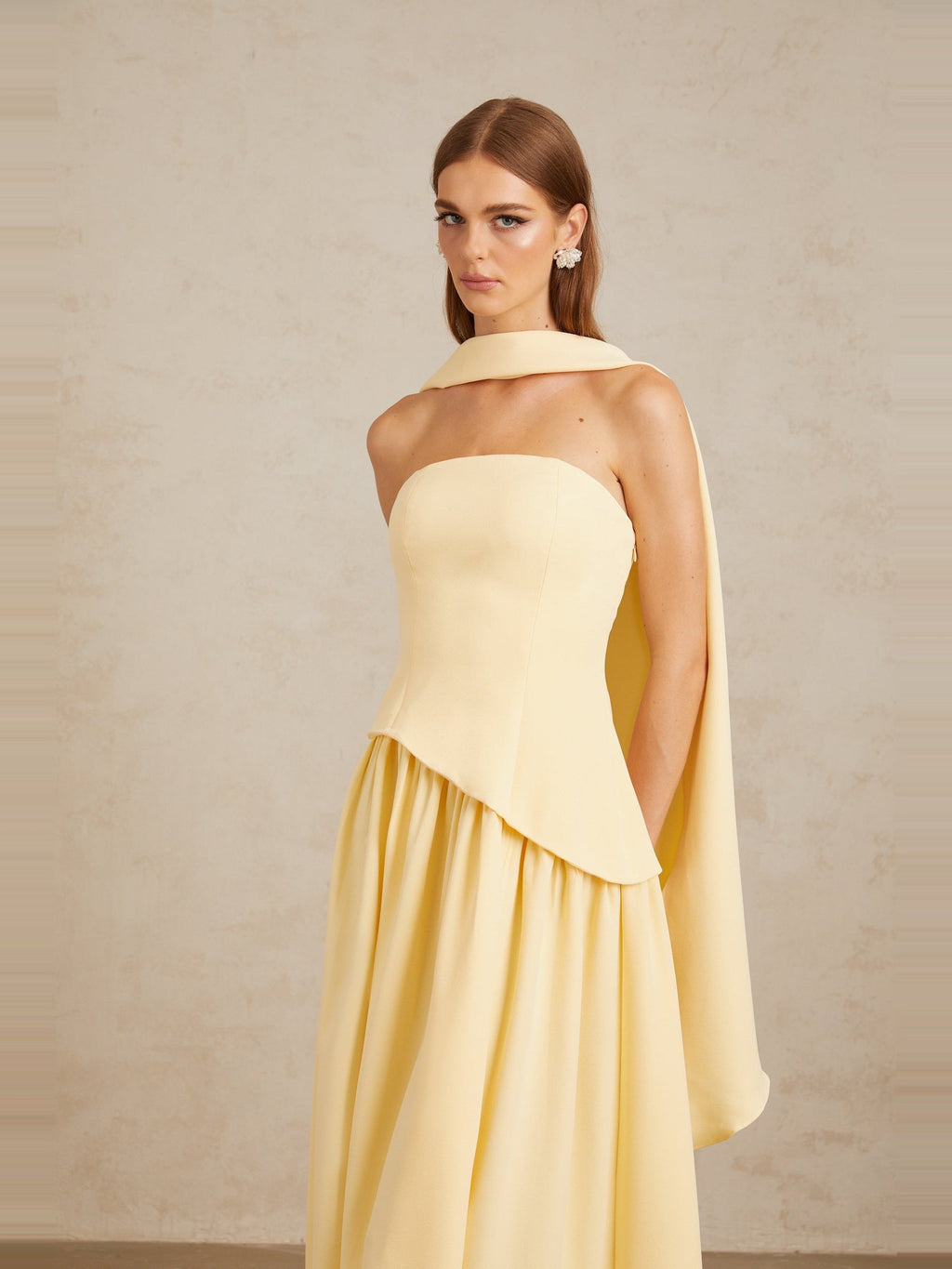 Sidonie Off-Shoulder Panelled Maxi Gown - Yellow — Svelte Chic
