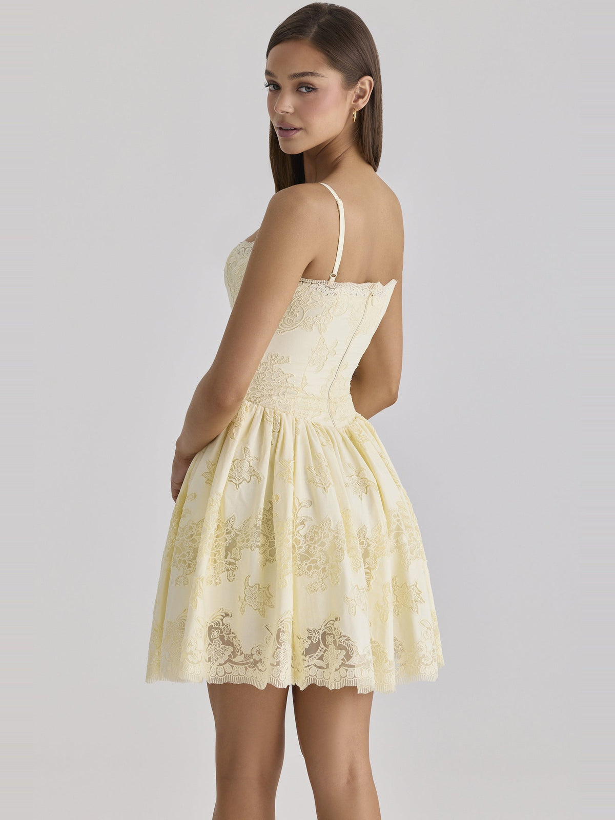 Chloe Broderie Lace Square Neck Mini Dress — Svelte Chic