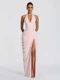 Ombeline Halter Corset Maxi Dress with Slit — Svelte Chic