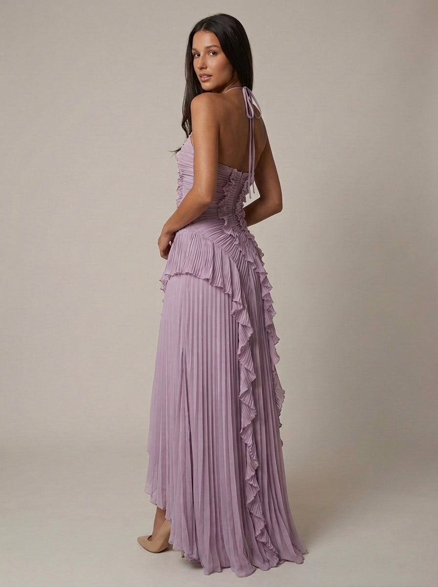 Flora Halter Pleated Maxi Dress — Svelte Chic