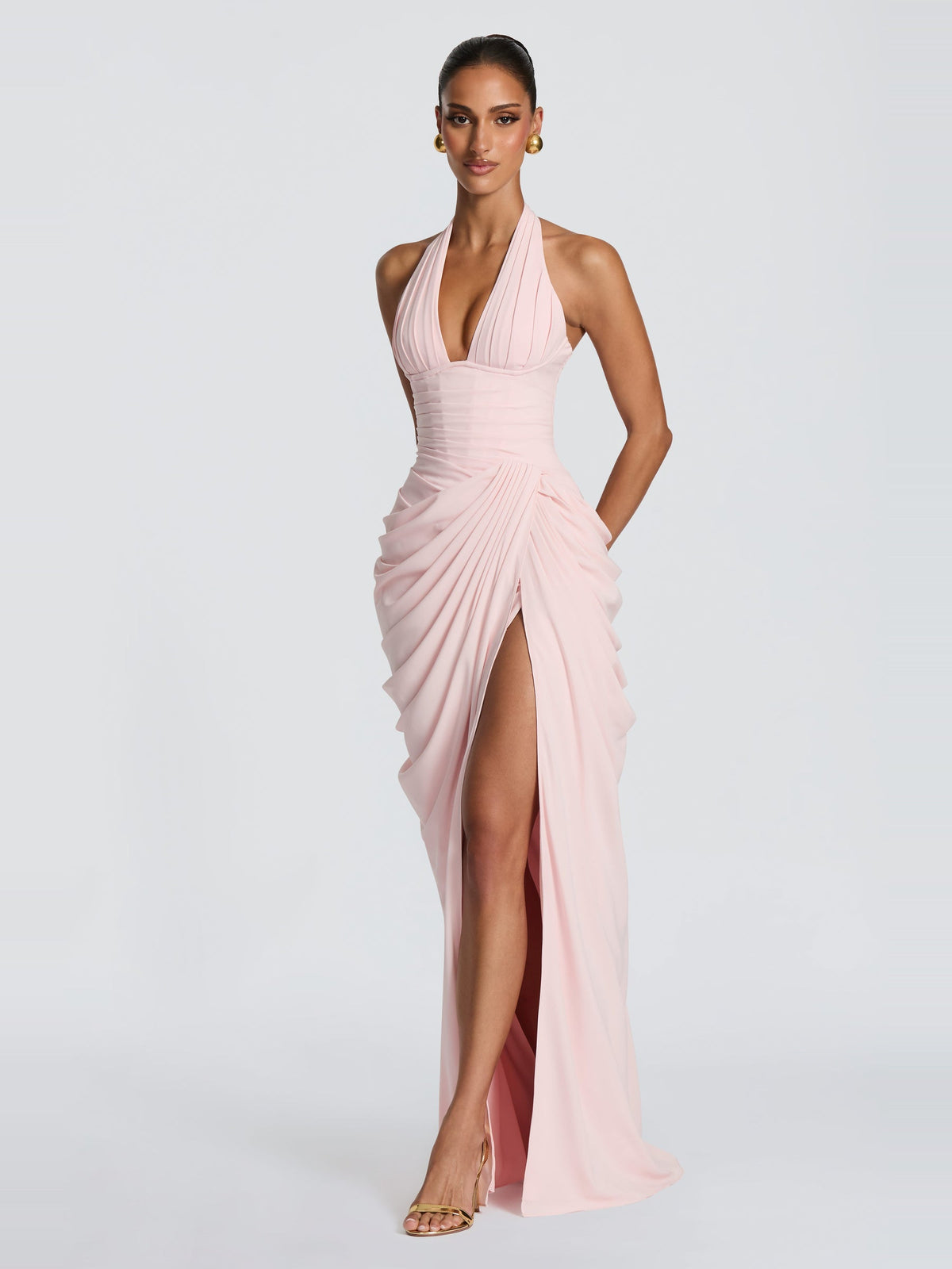 Ombeline Halter Corset Maxi Dress with Slit — Svelte Chic