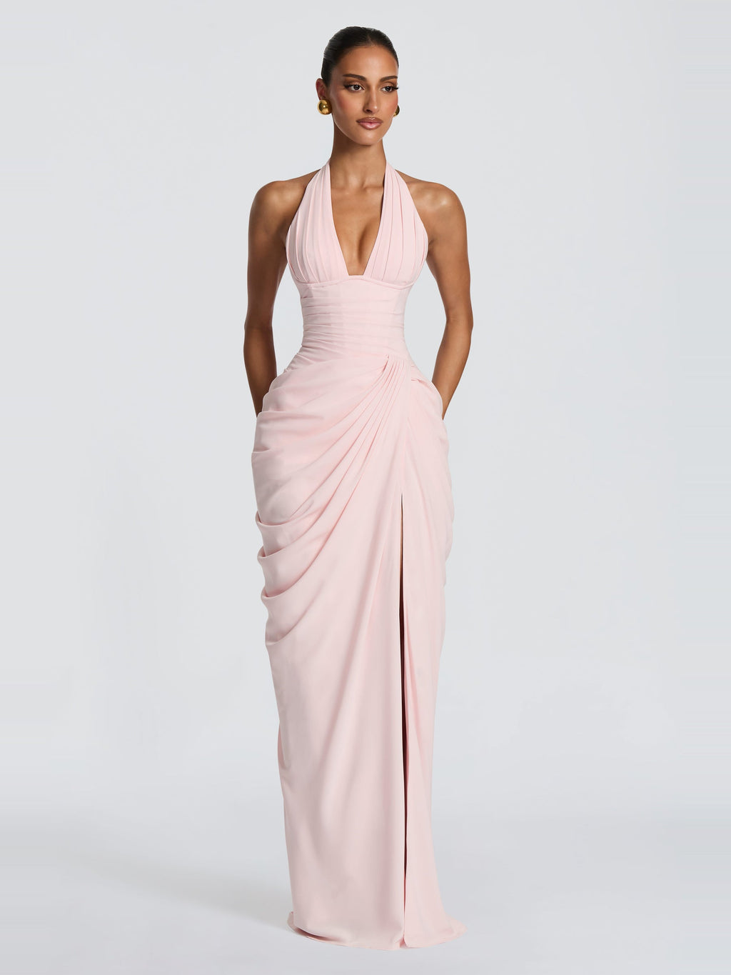 Ombeline Halter Corset Maxi Dress with Slit — Svelte Chic
