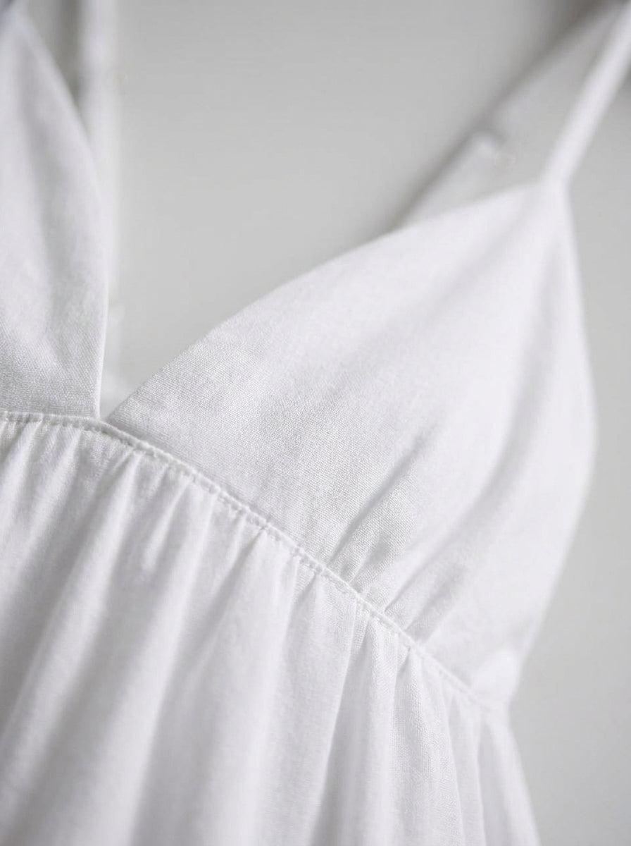 V-Neck Open Back Cotton Maxi Dress — Svelte Chic