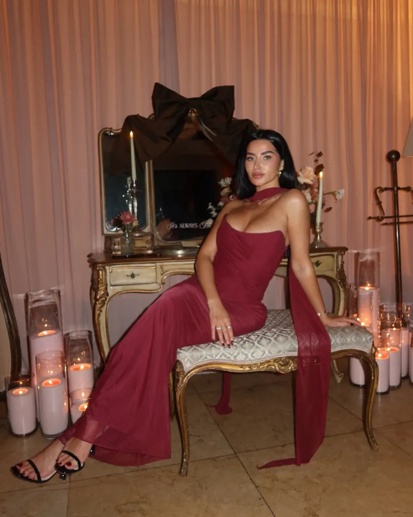 Aniyah Strapless Satin Maxi Dress — Svelte Chic