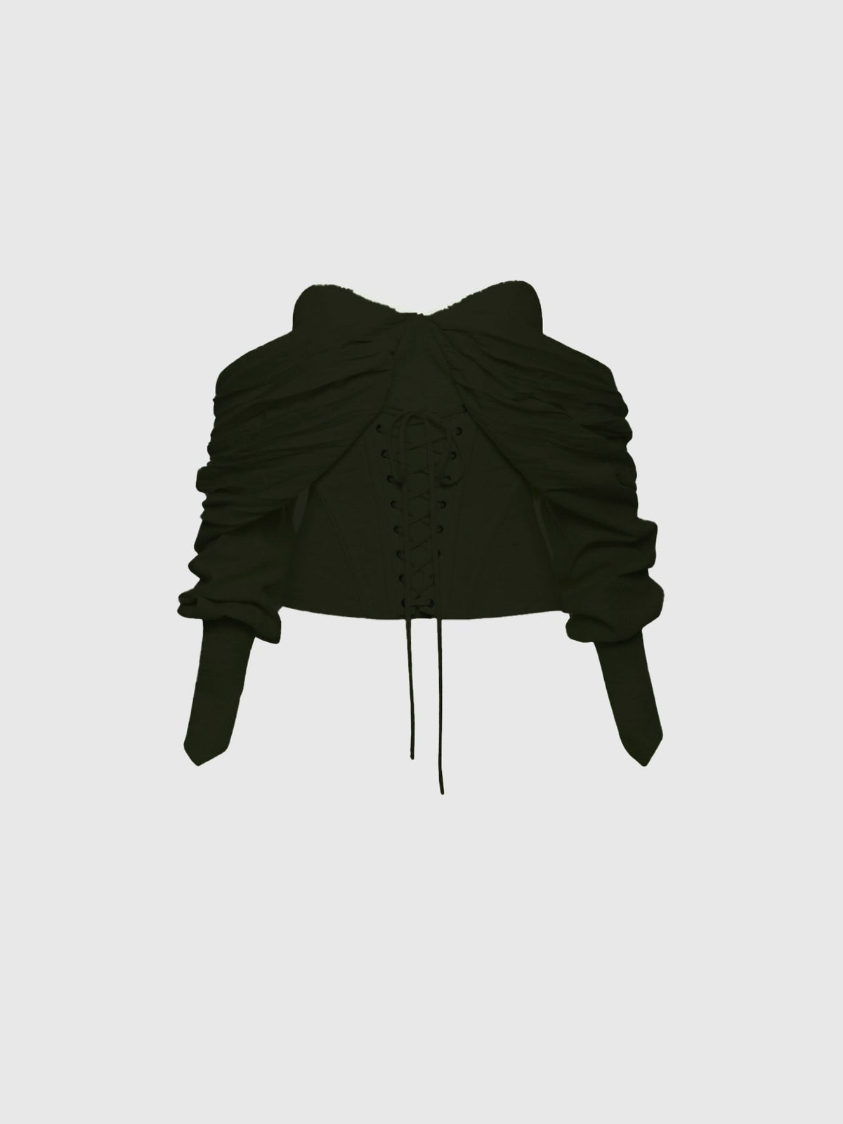 Ballad Off-Shoulder Lace-Up Corset Top in Siyah — Svelte Chic