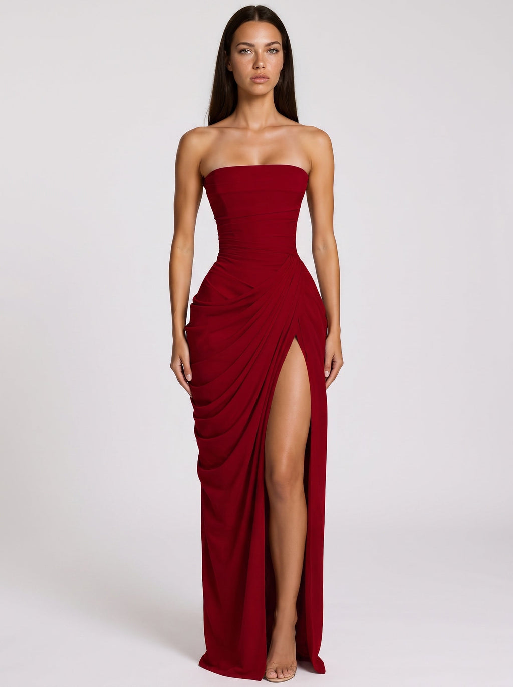 Safiya Draped Strapless Corset Maxi Dress — Svelte Chic