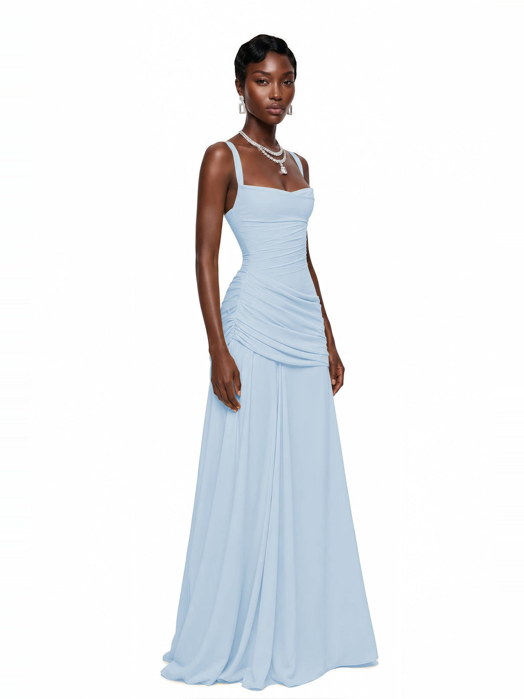Sanne Gathered Corset Square Neck Maxi Dress — Svelte Chic