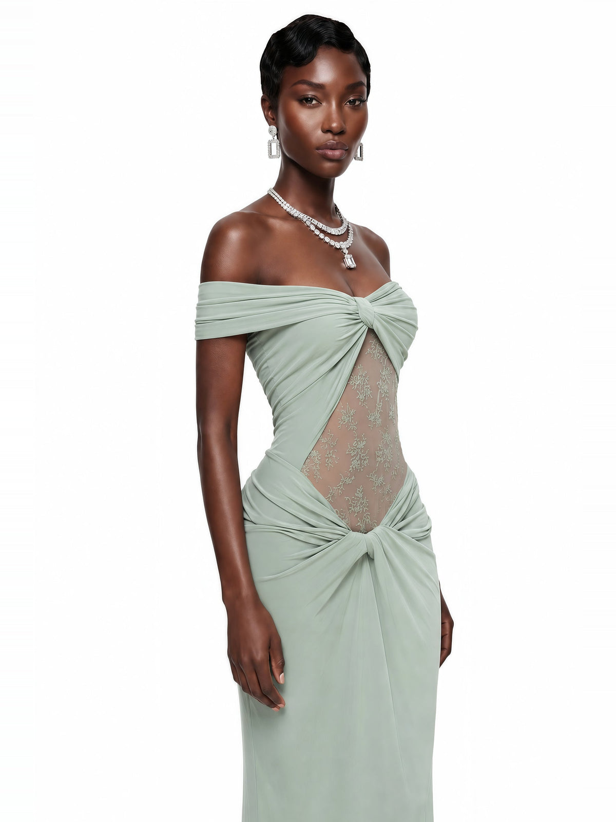 Tai One Shoulder Floral Lace Maxi Dress — Svelte Chic